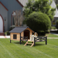 Luxury Outdoor Large Cabin Style Wooden Kennel With Porch High Quality