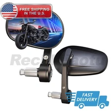 Black Motorcycle Rearview Side Mirrors for 7/8" Handle Bar End CAFE RACER BOBBER