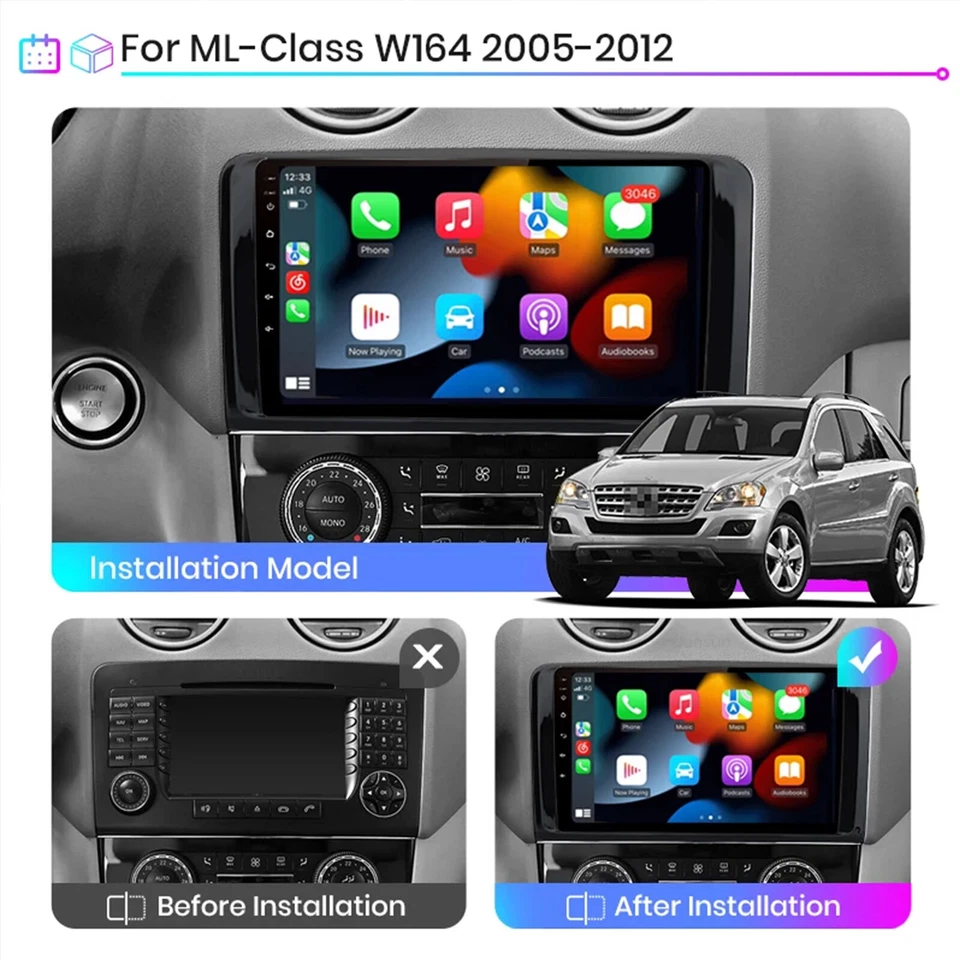Radio estéreo Android 13.0 reproductor CarPlay para Mercedes-Benz ML350 GL450 2007-2011 Foto 3 de 4