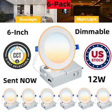 12 Watt 6 Inch Ultra-Thin LED Recessed Ceiling Light with Junction Box, Dimmable