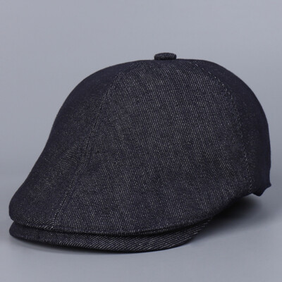 Men's British Retro Denim Cap Hunting Hat Casual Hat Adjustable Breathable 