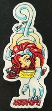 HOOK UPS STICKER VINTAGE STYLE "SEXY RED HEAD KITTY MILK LICK" 2 X 5" GLOSSY