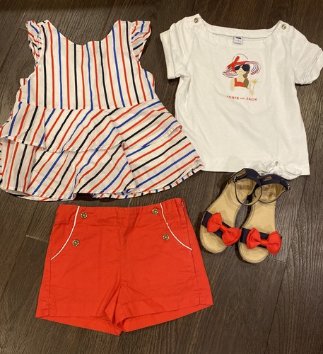 Janie and Jack Chicas 5 4th de Julio Mejor Traje Camisa Pantalones Cortos  Sandalias 11 Usado en excelente condición roja | eBay