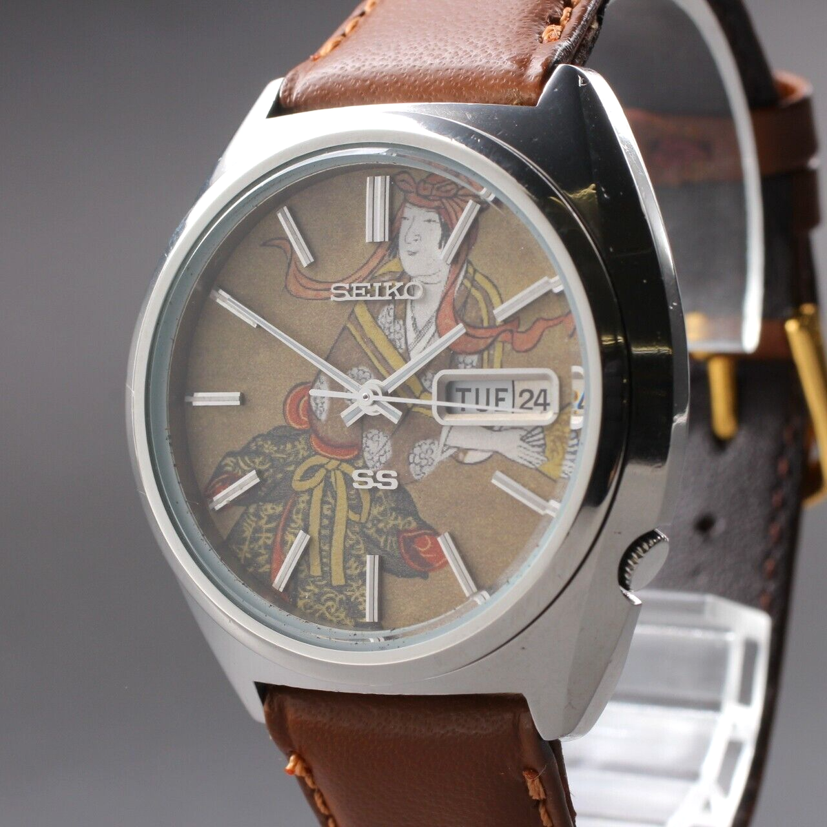 Vintage 1975y OH [N MINT] SEIKO 5 Actus SS 6108-8670 UKIYOE 38mm