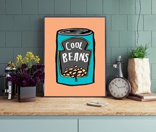Poster eccentrico colorato brillante arte parete cucina fagiolo fresco stampa tema cibo A2 A3
