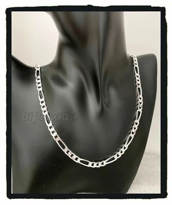 Figaro Kette Mit Diamanten 60Cm X 4Mm Aus 925/1000 Sterlingsilber Schmuck Neu - Bild 1 von 4