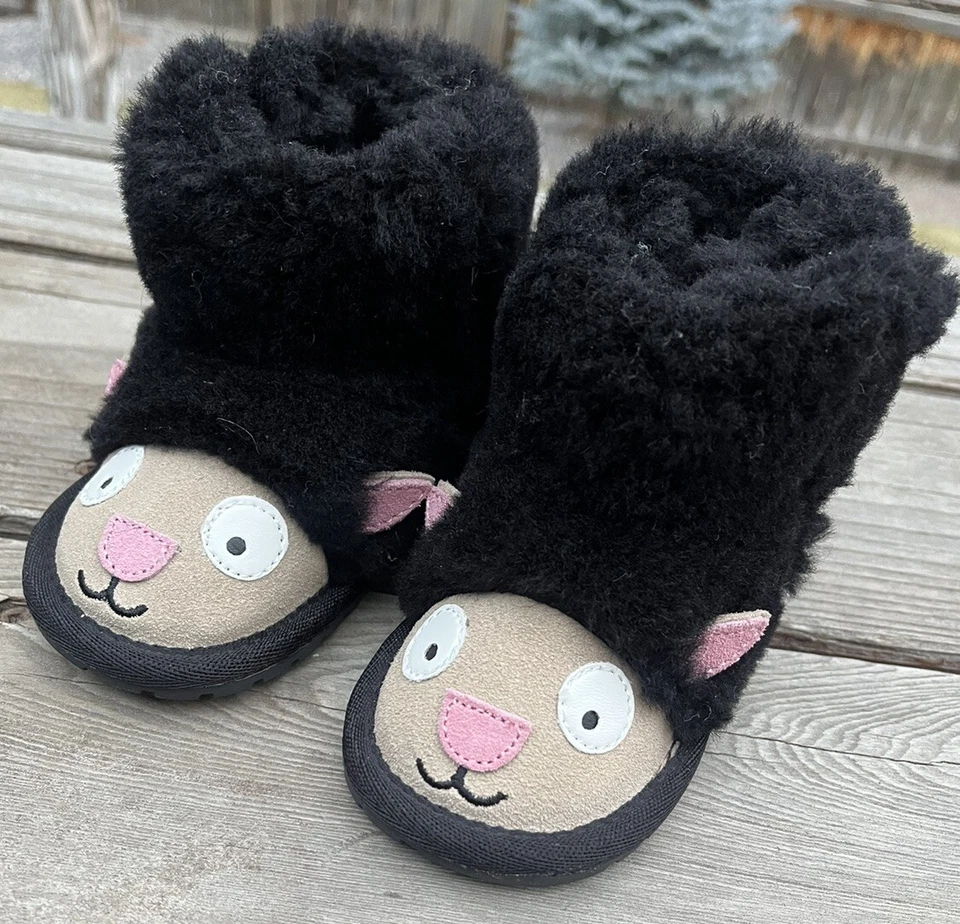 ¡Bonito! Botas EMU Australia Lamb Walker Infantil 6-12 Meses Lana Merino - Negras Foto 3 de 4