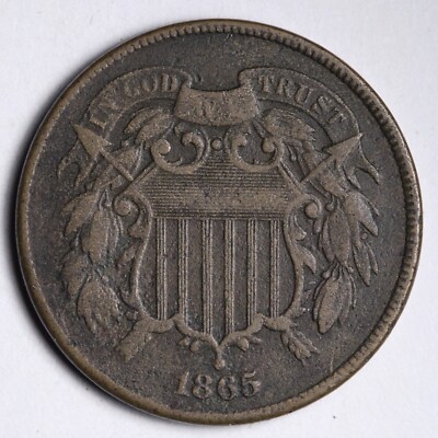 1865 Two Cent Piece CHOICE VF E374 DSCH | eBay