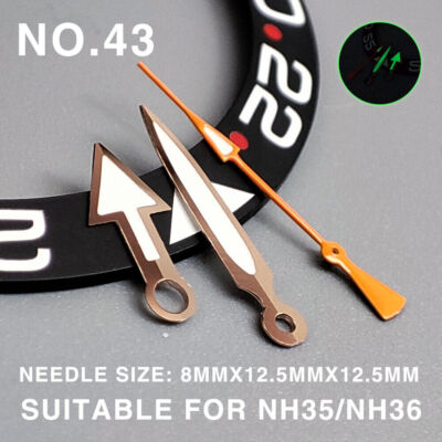 Green Luminous Rose Golden Trim 12.5mm Watch Hands for Seiko NH35/NH36/NH38