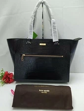 Kate Spade New York Brantley Parliament Square Exotic Black Leather Satchel Ba
