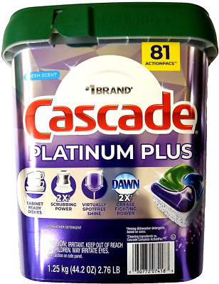 Cascade Platinum Plus Dishwasher Detergent Pods Fresh Scent 81 Actionpacks