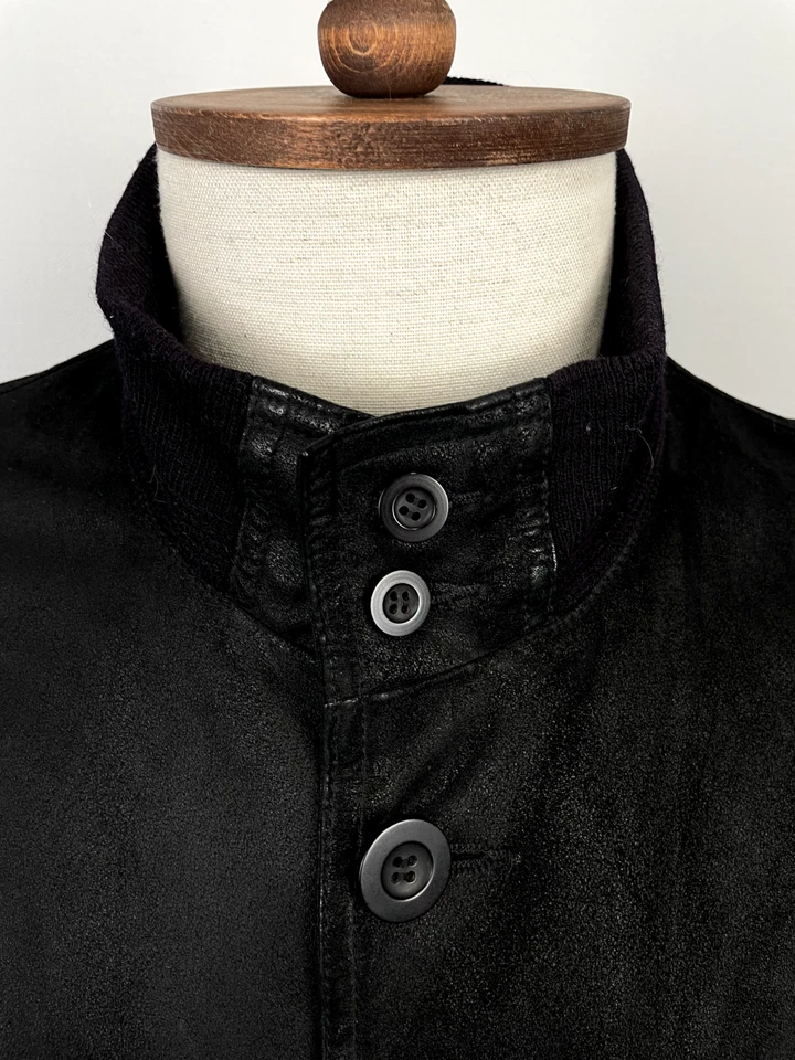 LEONARDO Black 100% Leather Buttons Men's Lined Jacket - Image 4 of 4