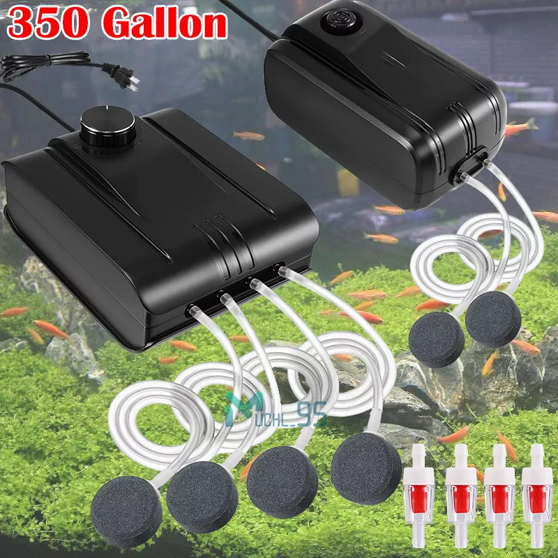 350 Gallon Adjustable Silent Air Pump Aquarium Fish Tank Oxygen Pump 4  Outlet