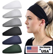 6x Men Women Sports Headband Anti-Sweat Band Running Yoga Stretch Head Bands USA