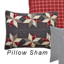 New Primitive Black Navy LIBERTY STAR PATCHWORK PILLOW CASE Quilted Sham