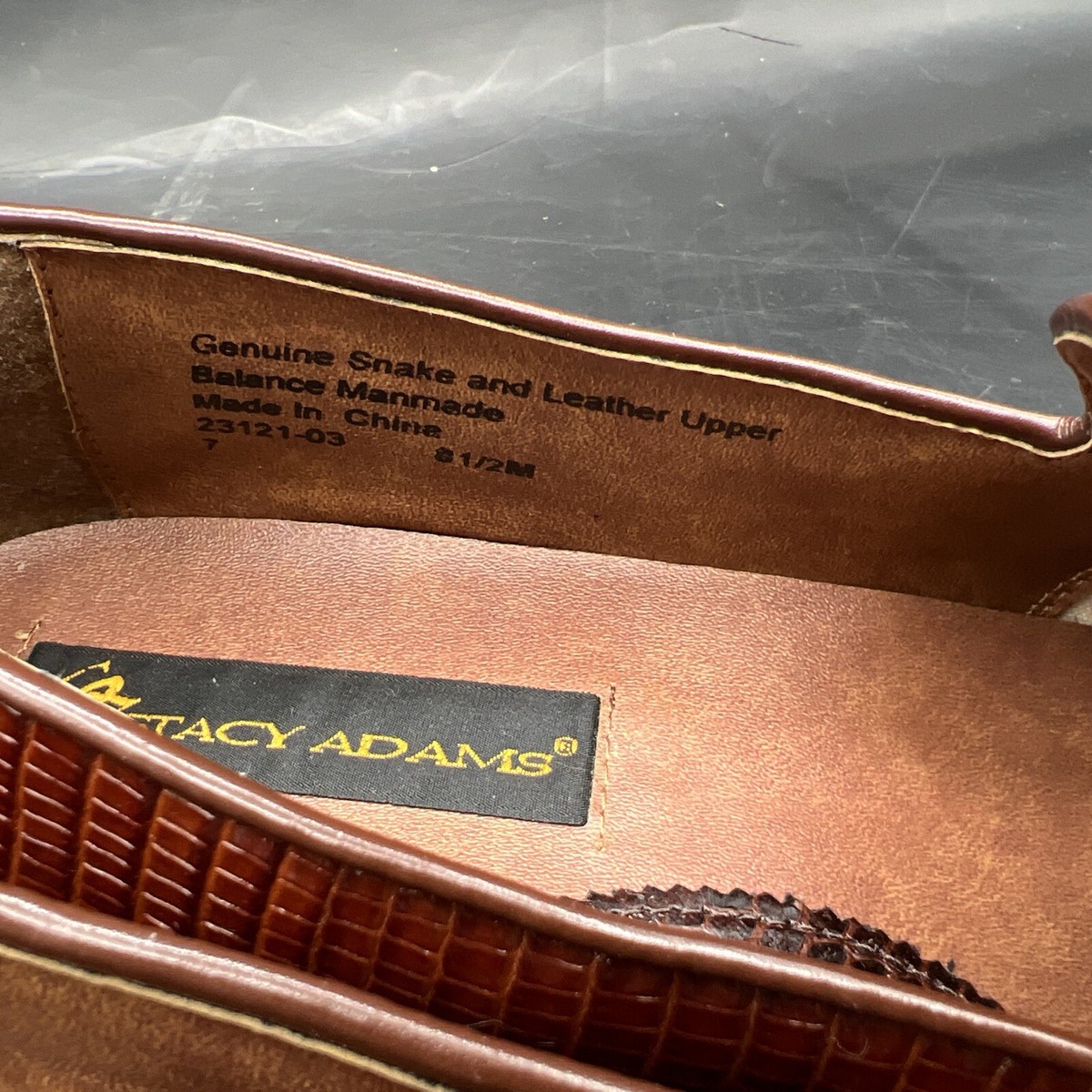 Stacy Adams 23121‑03 Genuine Snake Dress Shoes – Size 13W – Light Brown Stacy Adams Santana Genuine Snake & Leather Shoes Men main image 4
