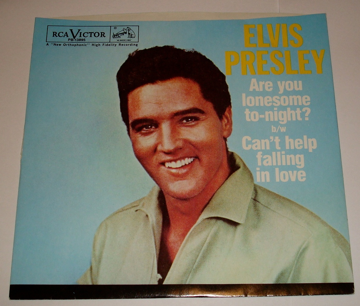 ELVIS PRESLEY~ ARE YOU LONESOME TONIGHT ~ GOLD COLORED 45 WITH PICTURE ...