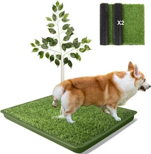 Dog Grass Pad with Tray – 2 Pack Replaceable Artificial Grass Puppy Training Pad