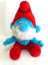 Wallace Berry And Co Vintage Papa Smurf Plush 10 Inch 1979 Blue Red Peyo