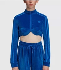 Adidas x Jeremy Scott Blue Velvet Track Top Women's H50965 Sz SMALL