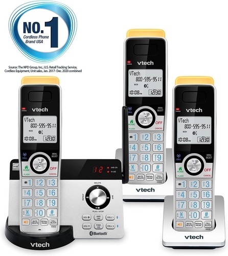 Ultimate 3-Handset Cordless Phone with 2300ft Range & Digital Answering System - Zdjęcie 4 z 16
