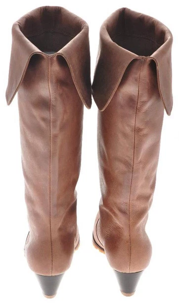 Nuevo FRENCH CONNECTION Mujer Cuero Marrón Tacón Pirata Pull On Boot Zapato Talla 7 M Foto 3 de 4