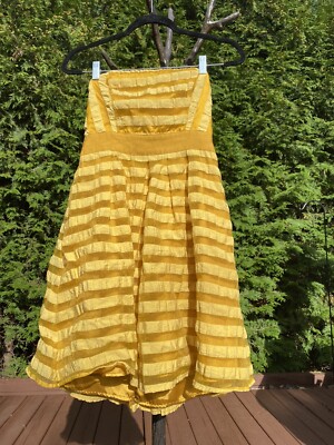 mustard yellow tulle dress Flocked tulle strappy midi dress - Women