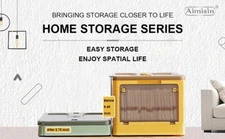 2Pcs Aimisin Folding Storage Bins Plastic Stackable Storage box for Car Home