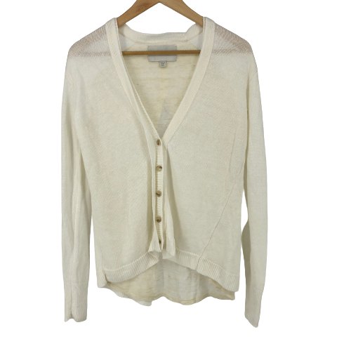 Brochu Walker Womens Sweater Cardigan Lagenlook Linen White XS Extra Small