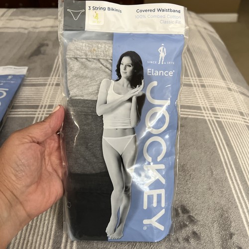 Jockey Elance 3 String Bikini Panties 100 cotton Gray Sz 4 eBay