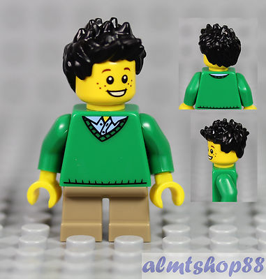 LEGO Boy Kids Minifigure w/ Green Sweater Over Blue Shirt