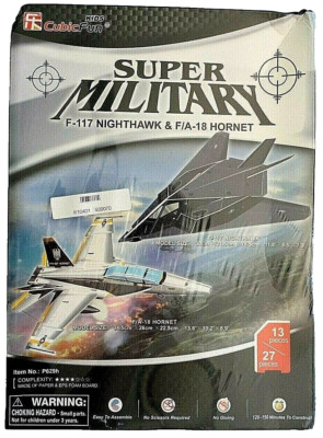 Military 3D Puzzle: 13 Pieces F-117 Nighthawk /  27 Pieces F/A-18 Hornet