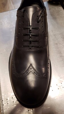 Salvatore Ferragamo Sinesio Black Leather Men Wingtip Oxford 