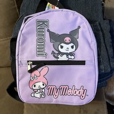 Hello Kitty Kuromi My Melody MINI Backpack Nylon 10" Zip Around Purple Sanrio
