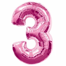 34" Giant Number "3" Foil Helium Self Inflating Birthday Party Wedding Balloon