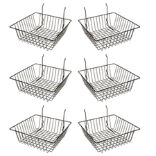 Multi Fit Black Small Wire Basket for Slatwall, Grid of Pegboard, Commercial All