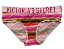 Victoria's Secret Hiphugger Panty Pink Stripe Logo Band Cotton Blend S