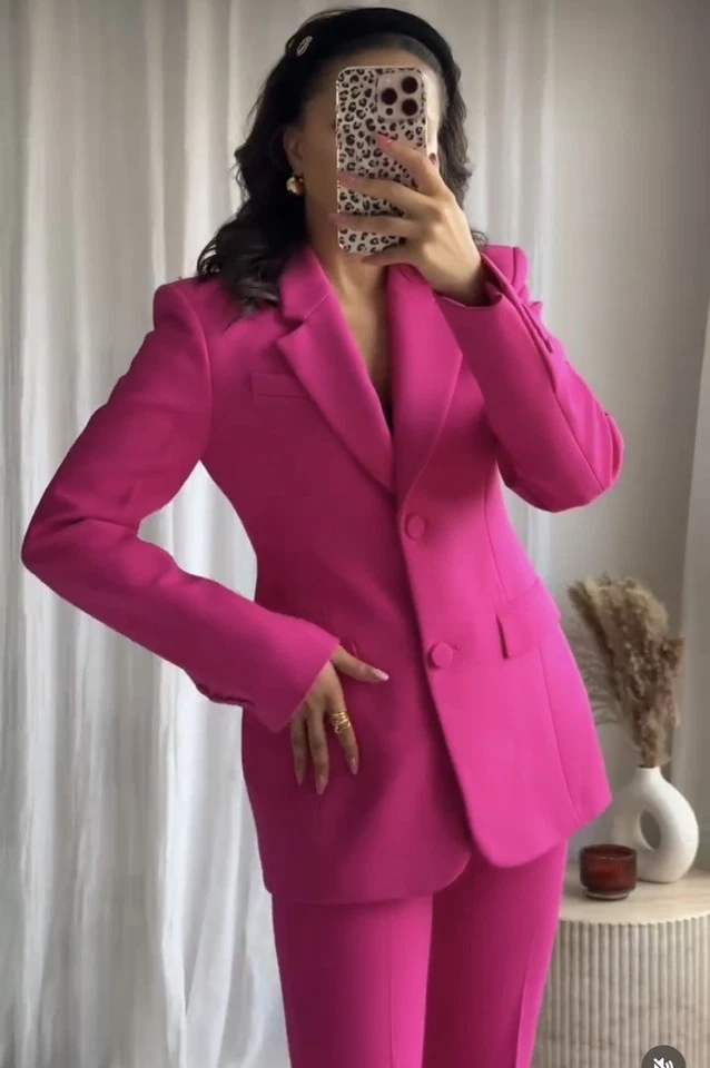 ZARA PINK FUCSIA ZW COLLECTION FITTED BLAZER Size M 2676/797 - Image 2 of 4