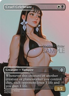 MTG - Cruel Celebrant - Fanart Borderless Style - EDH / Playtest
