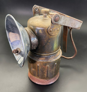 Rare Antique Justrite Old Brass Mining Miners Lamp From Bisbee Arizona