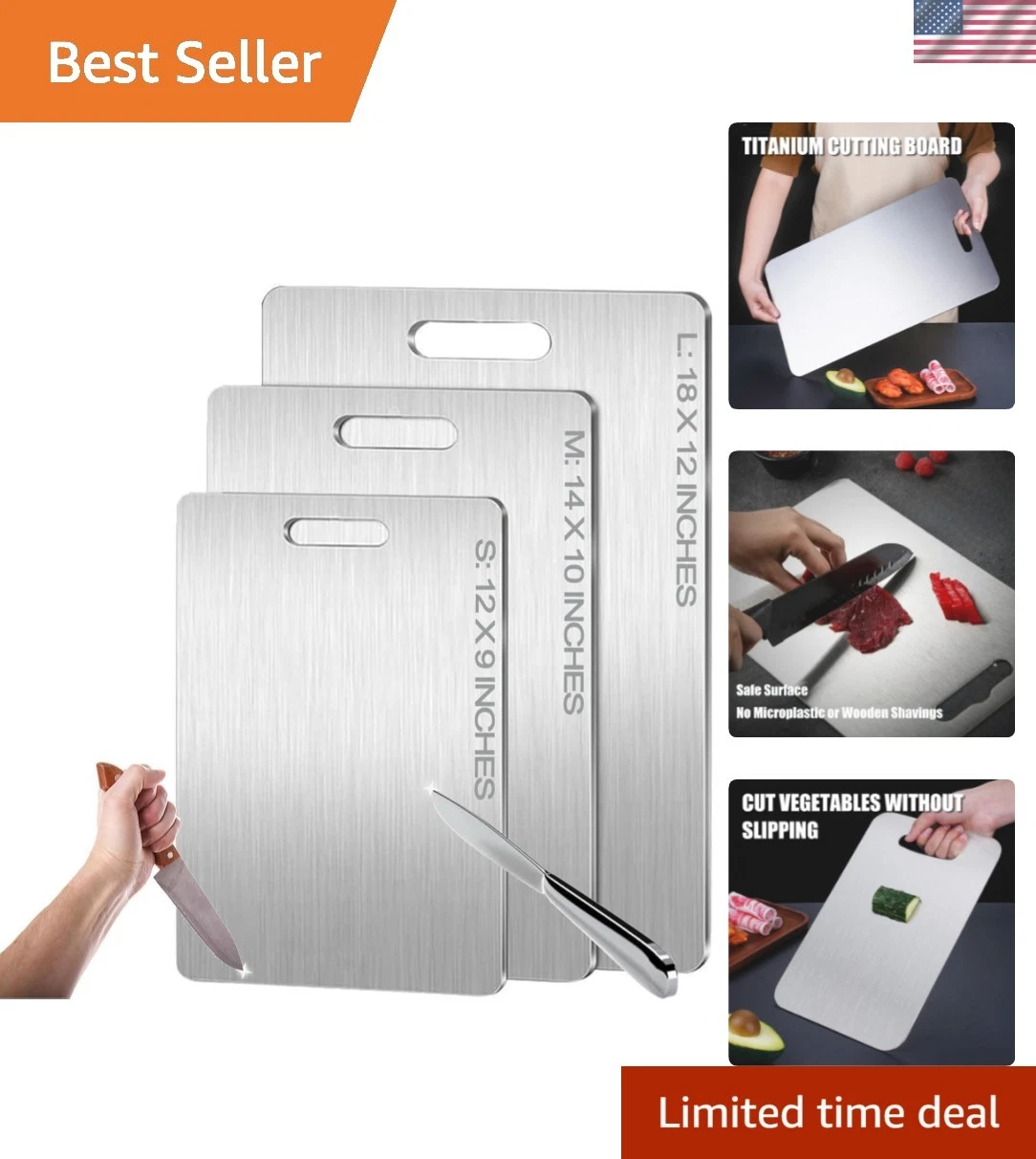 Titanium Cutting Board - 2026 New Upgrade 100% Pure Titanium Cutting Boards f...