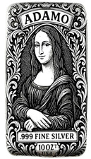 10 oz Silver Art Bar 999 - Mona Lisa - Exclusive Limited Edition - Adamo Metals 88.87 per troy oz