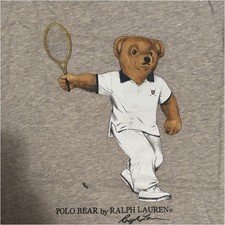 Polo Ralph Lauren Polo Bear Tennis Graphic Gray Cotton Men's Crew Neck T-Shirt
