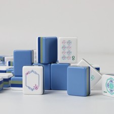 160Pcs American Mahjong Tiles 4-Layer Acrylic sky blue Engraved Set Fast ship