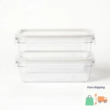 4pc (set of 2) 5.5 Cup Tritan Plastic Rectangle Food Storage Container- Figmint™