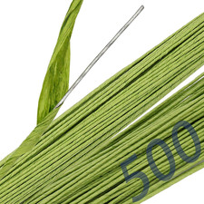 500 Counts 16 Inch Green Floral Stem Wire, 14 Gauge 2MM Paper Wrapped Covered Fl