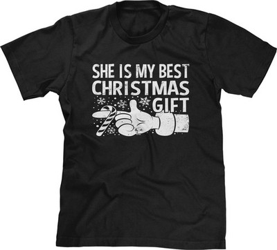 She Is My Best Christmas Gift Boyfriend Girlfriend Couples Set Holiday Mens Tee