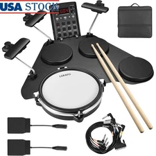 Electronic Drum Kit Mesh Pads MIDI Controller Practice Songs Portable Music Set