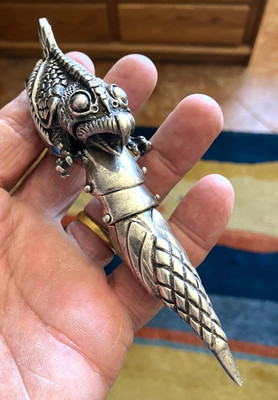 Gothic Sterling Silver Dragon Claw Articulating Full Finger Armor Ring 113.4g