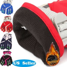 Fleece Lined Ski Gloves Winter Waterproof Thermal Warm Ski Snow Boy Girl Kids US